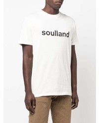 T-shirt à col rond imprimé blanc et noir Soulland