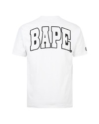 T-shirt à col rond imprimé blanc et noir A Bathing Ape