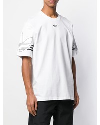 T-shirt à col rond imprimé blanc et noir adidas