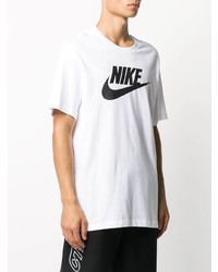 T-shirt à col rond imprimé blanc et noir Nike