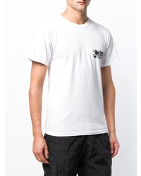 T-shirt à col rond imprimé blanc et noir Stussy