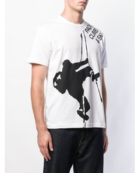 T-shirt à col rond imprimé blanc et noir Junya Watanabe MAN