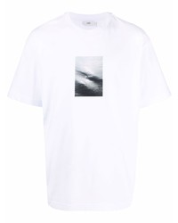T-shirt à col rond imprimé blanc et noir Closed