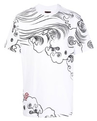 T-shirt à col rond imprimé blanc et noir Clot