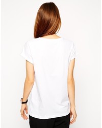 T-shirt à col rond imprimé blanc et noir Asos