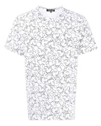 T-shirt à col rond imprimé blanc et noir Comme des Garcons Homme Deux