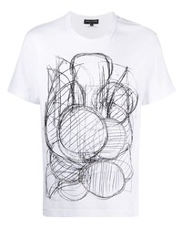 T-shirt à col rond imprimé blanc et noir Comme Des Garcons Homme Plus