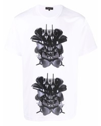 T-shirt à col rond imprimé blanc et noir Comme Des Garcons Homme Plus