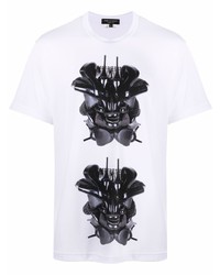 T-shirt à col rond imprimé blanc et noir Comme Des Garcons Homme Plus