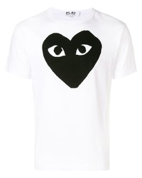 T-shirt à col rond imprimé blanc et noir Comme Des Garcons Play