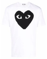 T-shirt à col rond imprimé blanc et noir Comme Des Garcons Play