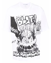 T-shirt à col rond imprimé blanc et noir Comme Des Garcons SHIRT