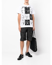 T-shirt à col rond imprimé blanc et noir Comme des Garcons Homme Deux