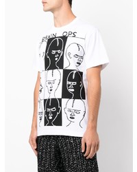 T-shirt à col rond imprimé blanc et noir Comme des Garcons Homme Deux