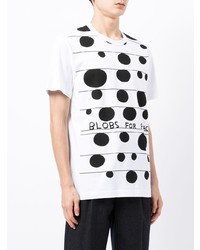 T-shirt à col rond imprimé blanc et noir Comme des Garcons Homme Deux