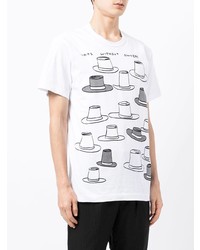 T-shirt à col rond imprimé blanc et noir Comme des Garcons Homme Deux