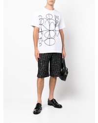 T-shirt à col rond imprimé blanc et noir Comme des Garcons Homme Deux