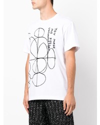 T-shirt à col rond imprimé blanc et noir Comme des Garcons Homme Deux