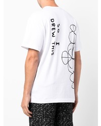 T-shirt à col rond imprimé blanc et noir Comme des Garcons Homme Deux