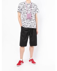 T-shirt à col rond imprimé blanc et noir Comme des Garcons Homme Deux