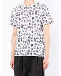 T-shirt à col rond imprimé blanc et noir Comme des Garcons Homme Deux