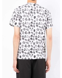 T-shirt à col rond imprimé blanc et noir Comme des Garcons Homme Deux