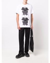 T-shirt à col rond imprimé blanc et noir Comme Des Garcons Homme Plus