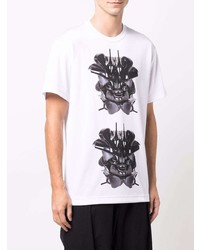 T-shirt à col rond imprimé blanc et noir Comme Des Garcons Homme Plus