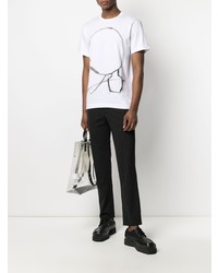 T-shirt à col rond imprimé blanc et noir Comme Des Garcons Homme Plus