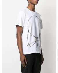 T-shirt à col rond imprimé blanc et noir Comme Des Garcons Homme Plus