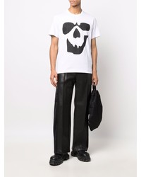 T-shirt à col rond imprimé blanc et noir Comme Des Garcons Homme Plus