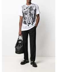 T-shirt à col rond imprimé blanc et noir Comme Des Garcons Homme Plus