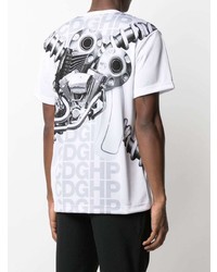 T-shirt à col rond imprimé blanc et noir Comme Des Garcons Homme Plus