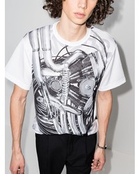 T-shirt à col rond imprimé blanc et noir Comme Des Garcons Homme Plus