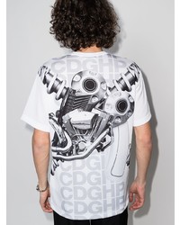 T-shirt à col rond imprimé blanc et noir Comme Des Garcons Homme Plus