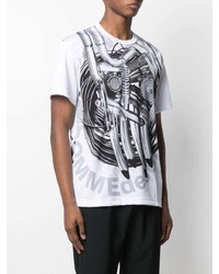 T-shirt à col rond imprimé blanc et noir Comme Des Garcons Homme Plus