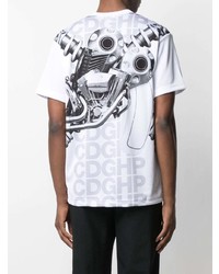 T-shirt à col rond imprimé blanc et noir Comme Des Garcons Homme Plus