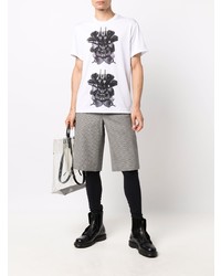 T-shirt à col rond imprimé blanc et noir Comme Des Garcons Homme Plus