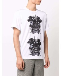 T-shirt à col rond imprimé blanc et noir Comme Des Garcons Homme Plus