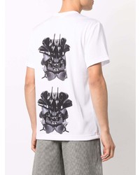 T-shirt à col rond imprimé blanc et noir Comme Des Garcons Homme Plus