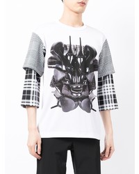 T-shirt à col rond imprimé blanc et noir Comme Des Garcons Homme Plus