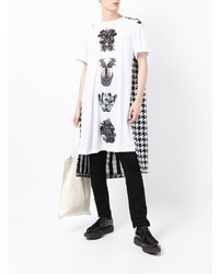 T-shirt à col rond imprimé blanc et noir Comme Des Garcons Homme Plus