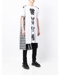 T-shirt à col rond imprimé blanc et noir Comme Des Garcons Homme Plus