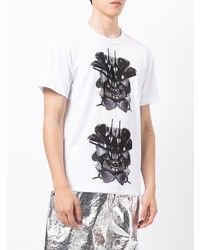 T-shirt à col rond imprimé blanc et noir Comme Des Garcons Homme Plus