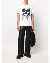 T-shirt à col rond imprimé blanc et noir Comme Des Garcons Homme Plus