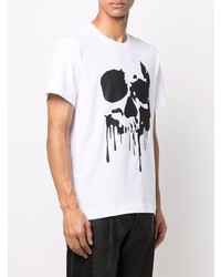 T-shirt à col rond imprimé blanc et noir Comme Des Garcons Homme Plus