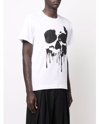 T-shirt à col rond imprimé blanc et noir Comme Des Garcons Homme Plus