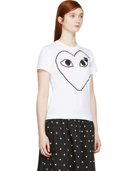 T-shirt à col rond imprimé blanc et noir Comme des Garcons