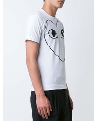 T-shirt à col rond imprimé blanc et noir Comme des Garcons