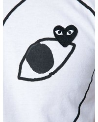 T-shirt à col rond imprimé blanc et noir Comme des Garcons